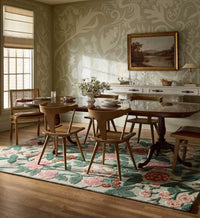Tracy & Co Highgrove Roses Wool Hooked Rug - Mint