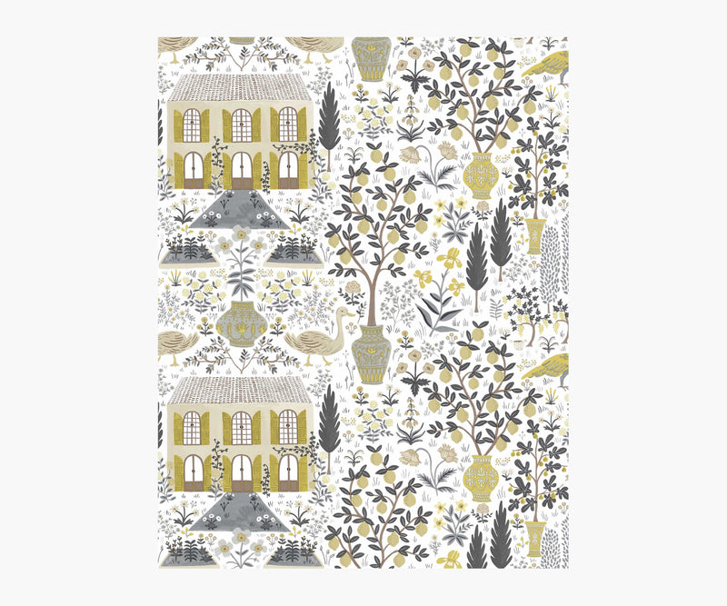 Tracy & Co Camont Wallpaper Sample - Linen & Metallic Gold