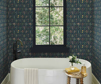 Tracy & Co Hawthorne Wallpaper Sample - Navy Multi