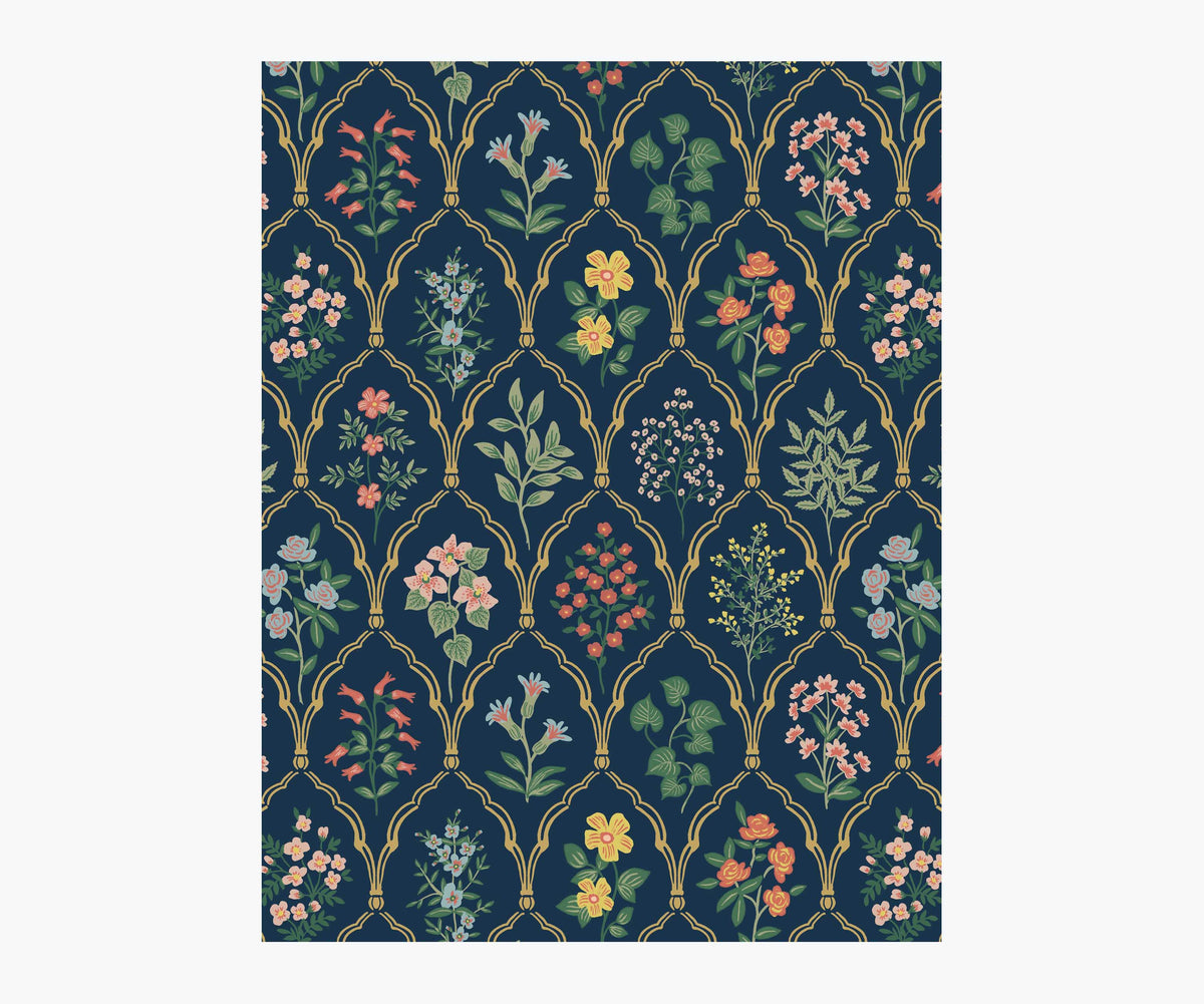 Tracy & Co Hawthorne Wallpaper Sample - Navy Multi