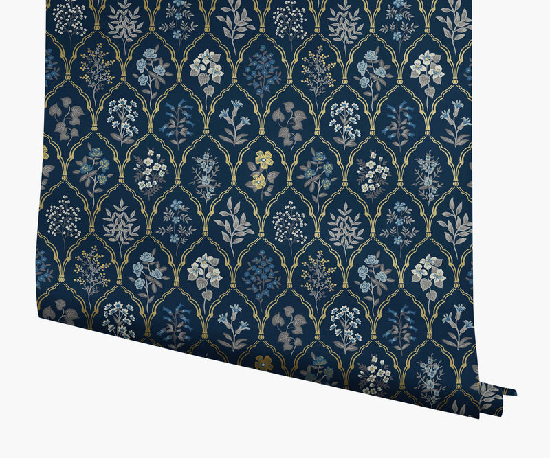 Tracy & Co Hawthorne Wallpaper - Navy & Gold