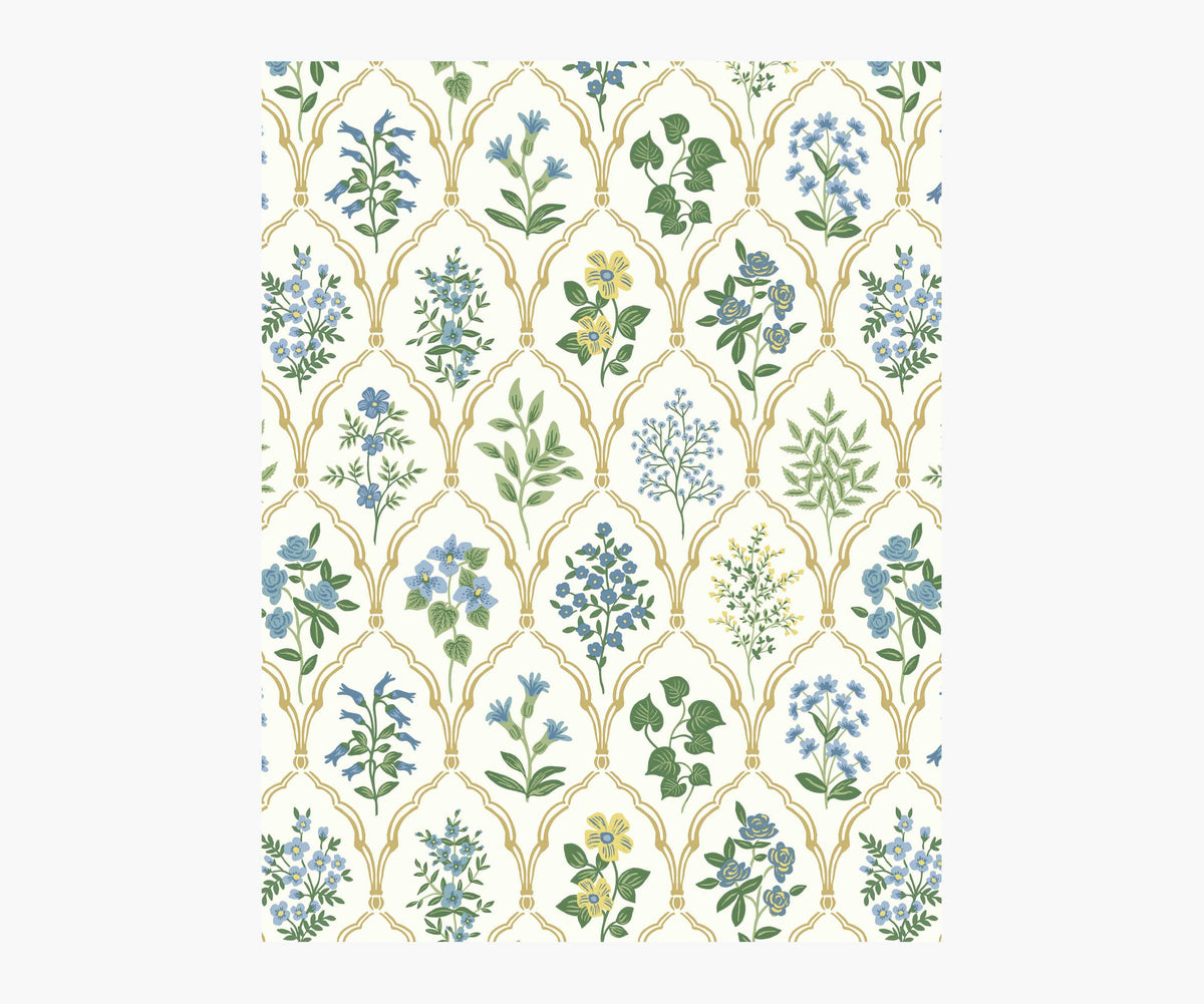 Tracy & Co Hawthorne Wallpaper Sample - Blue & Green