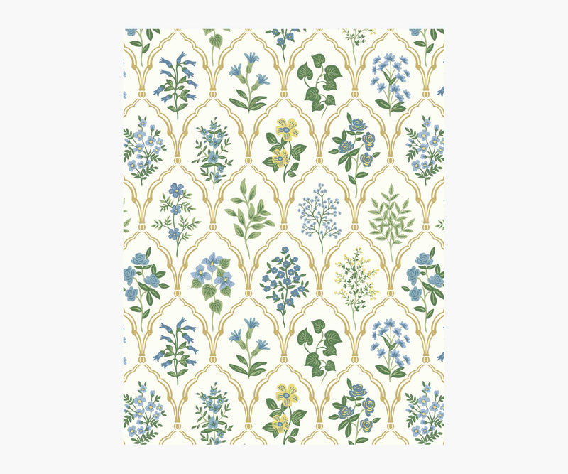 Tracy & Co Hawthorne Wallpaper Sample - Blue & Green