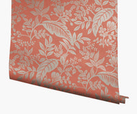 Tracy & Co Canopy Wallpaper - Rose & Metallic Silver
