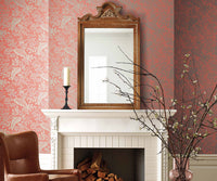 Tracy & Co Canopy Wallpaper Sample - Rose & Metallic Silver