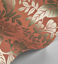 Tracy & Co Canopy Wallpaper - Rose & Metallic Silver