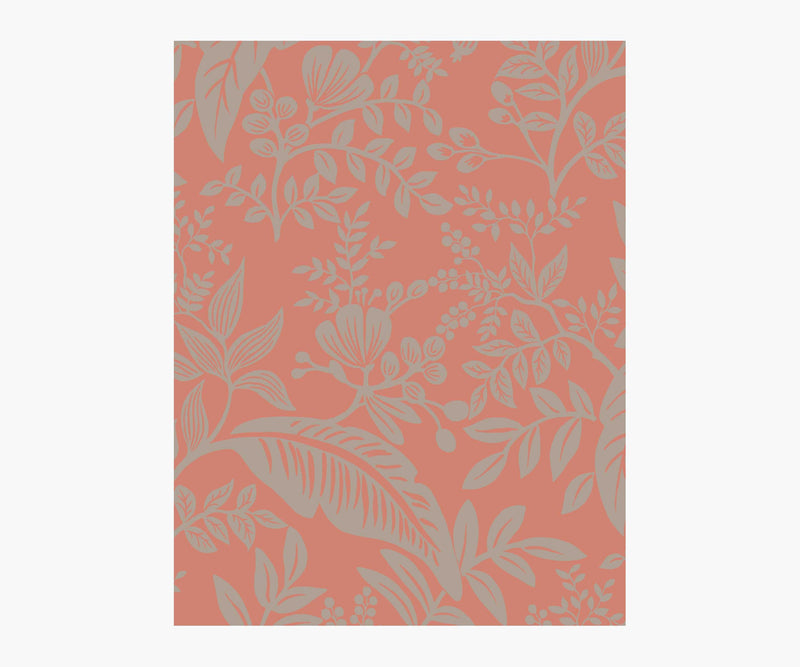 Tracy & Co Canopy Wallpaper Sample - Rose & Metallic Silver