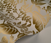 Tracy & Co Canopy Wallpaper Sample - Metallic Gold & White