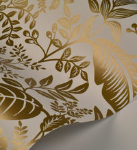 Tracy & Co Canopy Wallpaper - Metallic Gold & White