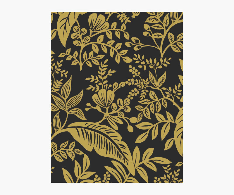 Tracy & Co Canopy Wallpaper Sample - Metallic Gold & Black