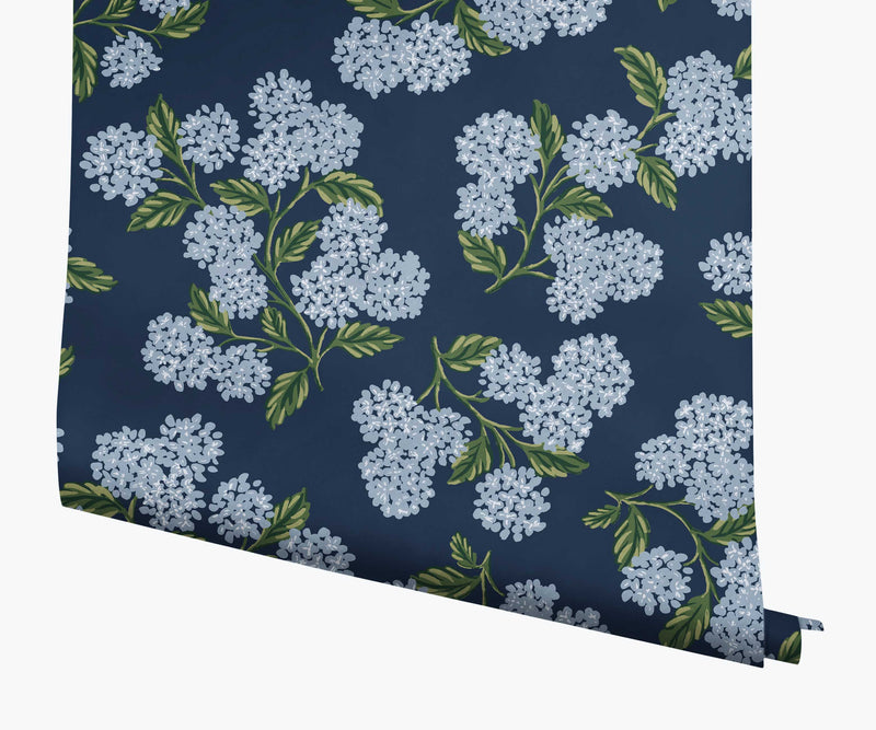 Tracy & Co Hydrangea Wallpaper - Navy