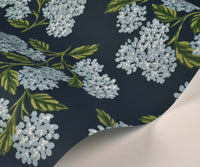 Tracy & Co Hydrangea Wallpaper Sample - Navy