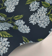 Tracy & Co Hydrangea Wallpaper - Navy