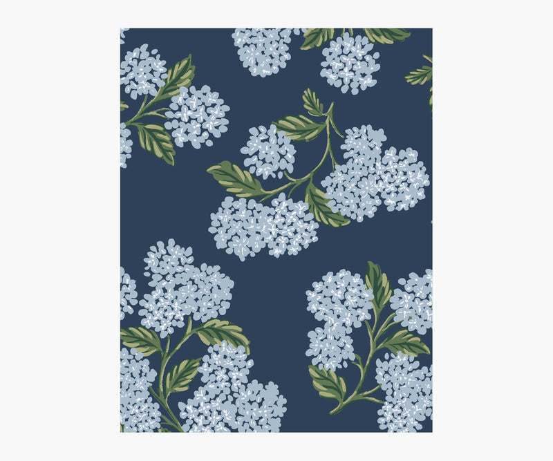 Tracy & Co Hydrangea Wallpaper Sample - Navy