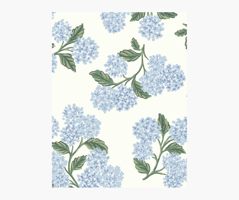 Tracy & Co Hydrangea Wallpaper Sample - Blue & White