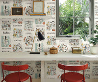 Tracy & Co City Maps Wallpaper Sample - Mint