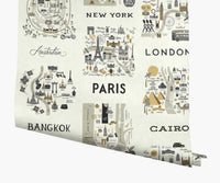 Tracy & Co City Maps Wallpaper - Grey & Gold