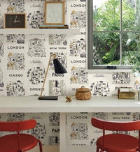 Tracy & Co City Maps Wallpaper - Grey & Gold