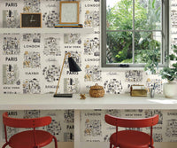 Tracy & Co City Maps Wallpaper Sample - Grey & Gold