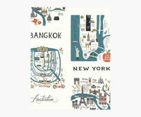 Tracy & Co City Maps Wallpaper Sample - Blue & Red