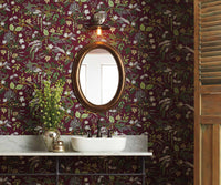 Tracy & Co Juniper Forest Wallpaper Sample - Burgundy