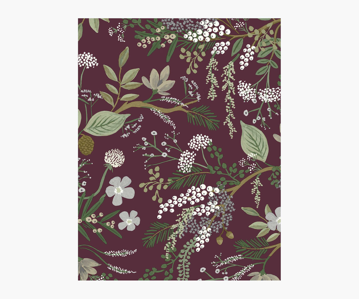 Tracy & Co Juniper Forest Wallpaper Sample - Burgundy