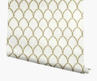 Tracy & Co Laurel Wallpaper - Metallic Gold & White