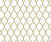 Tracy & Co Laurel Wallpaper - Metallic Gold & White
