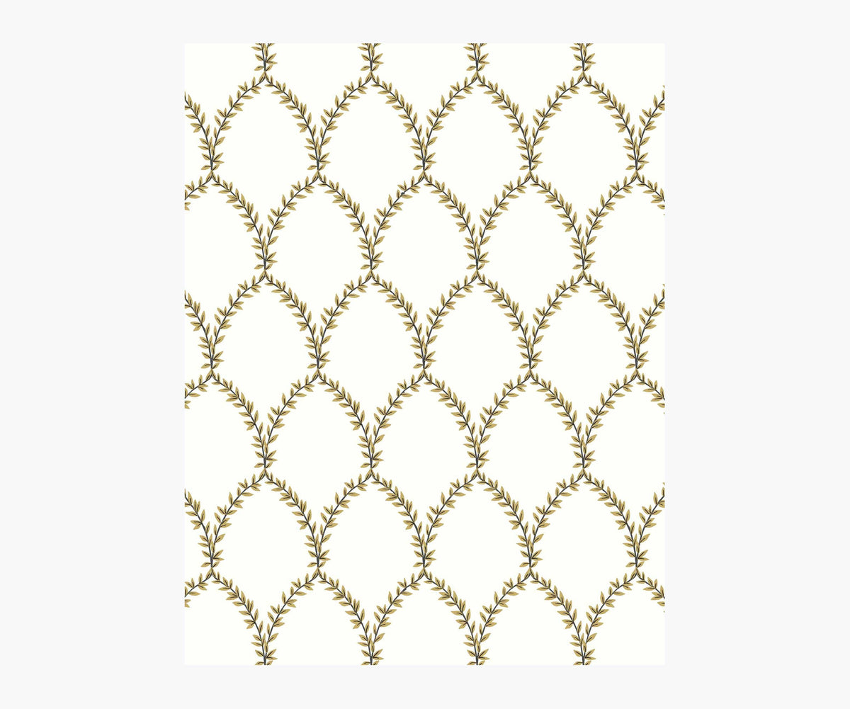 Tracy & Co Laurel Wallpaper Sample - Metallic Gold & White