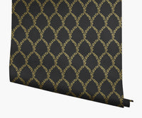 Tracy & Co Laurel Wallpaper - Metallic Gold & Black