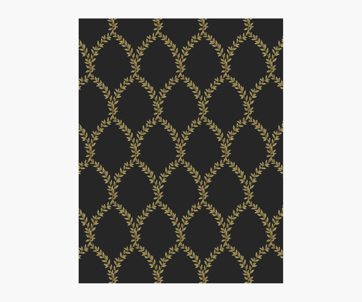 Tracy & Co Laurel Wallpaper Sample - Metallic Gold & Black