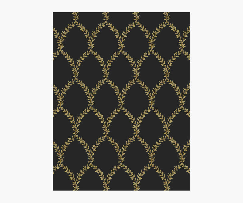 Tracy & Co Laurel Wallpaper Sample - Metallic Gold & Black