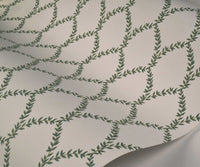 Tracy & Co Laurel Wallpaper - Green & White