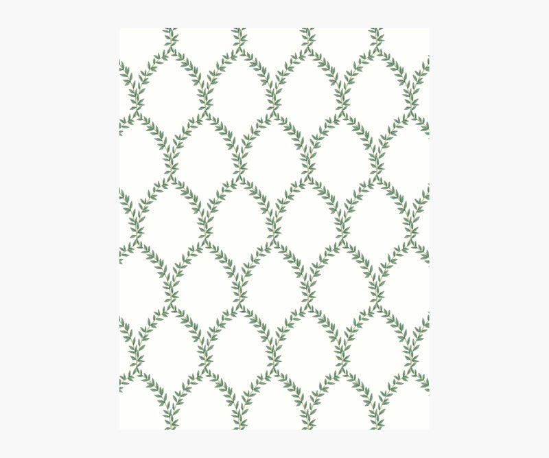 Tracy & Co Laurel Wallpaper Sample - Green & White