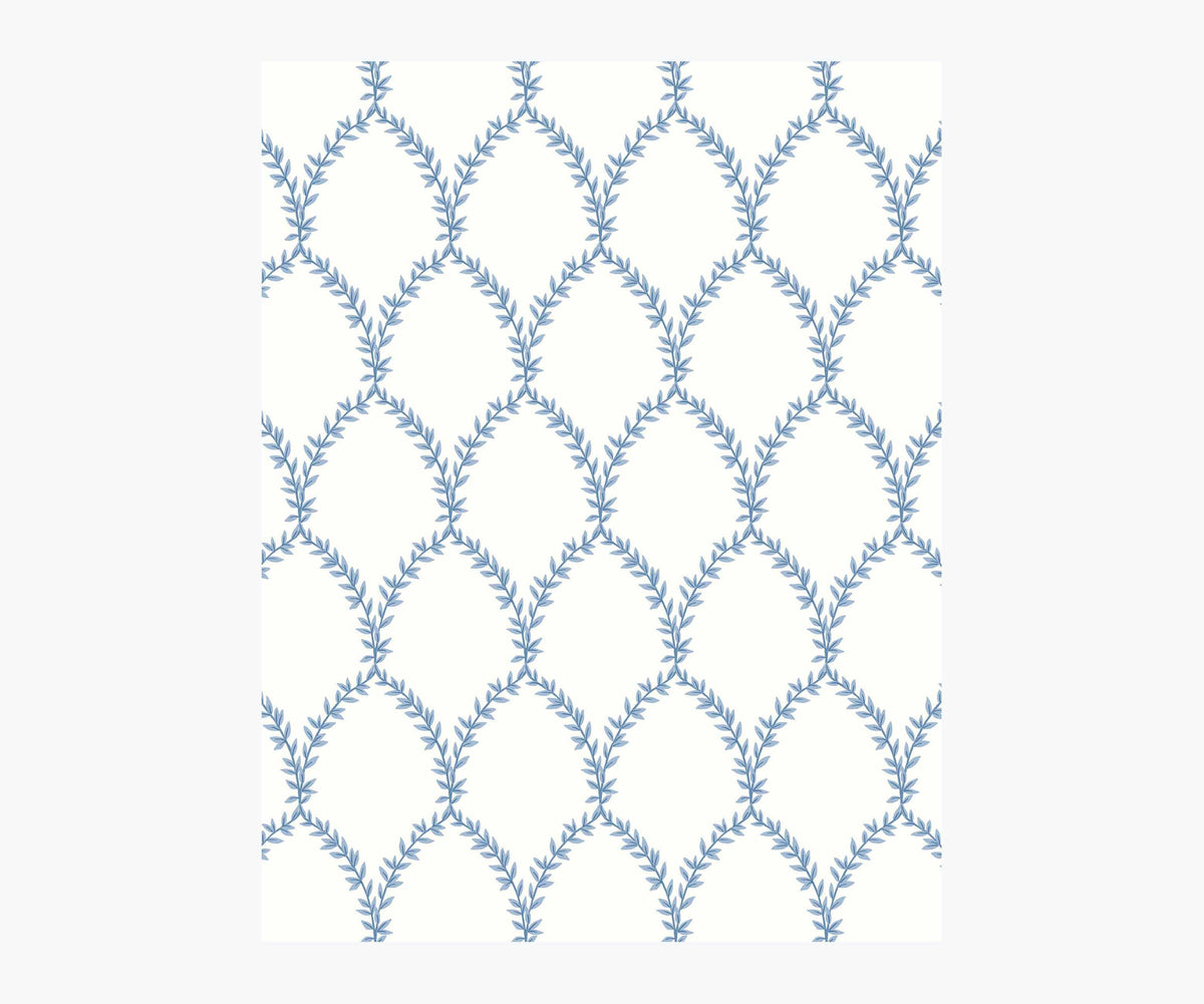 Tracy & Co Laurel Wallpaper Sample - Blue & White