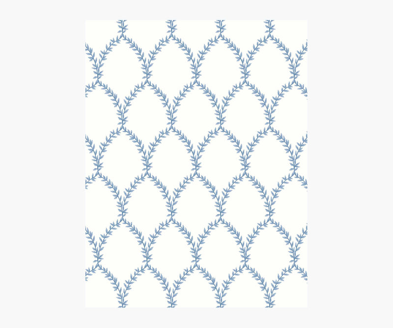 Tracy & Co Laurel Wallpaper Sample - Blue & White