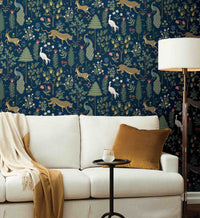 Tracy & Co Menagerie Wallpaper - Navy