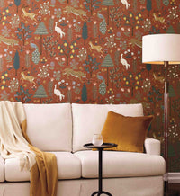 Tracy & Co Menagerie Wallpaper - Rust