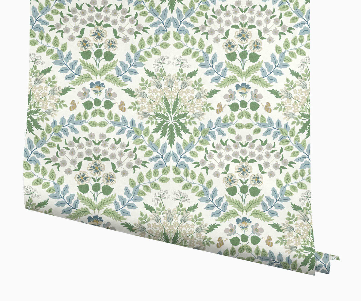 Tracy & Co Bramble Wallpaper - Blue & Green