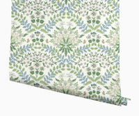 Tracy & Co Bramble Wallpaper - Blue & Green
