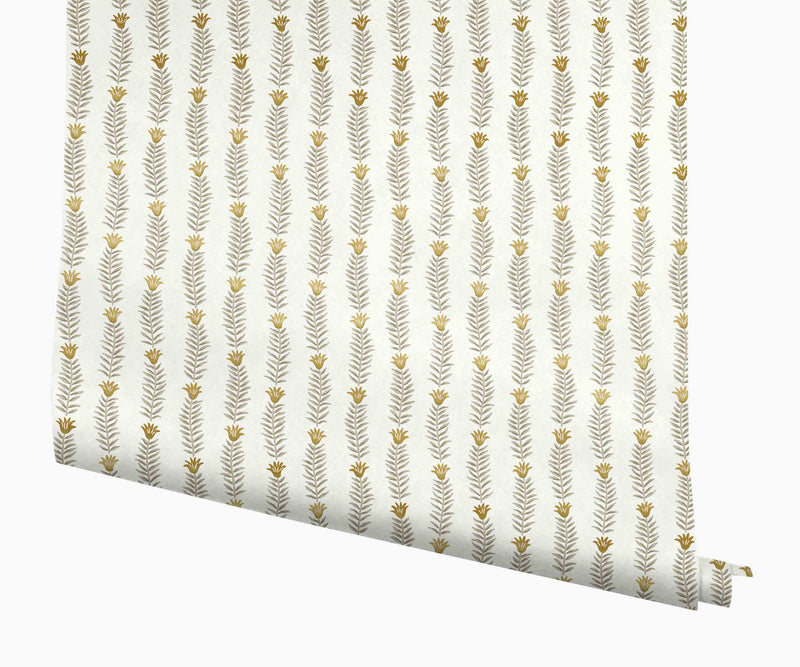 Tracy & Co Eden Wallpaper - White & Metallic Gold