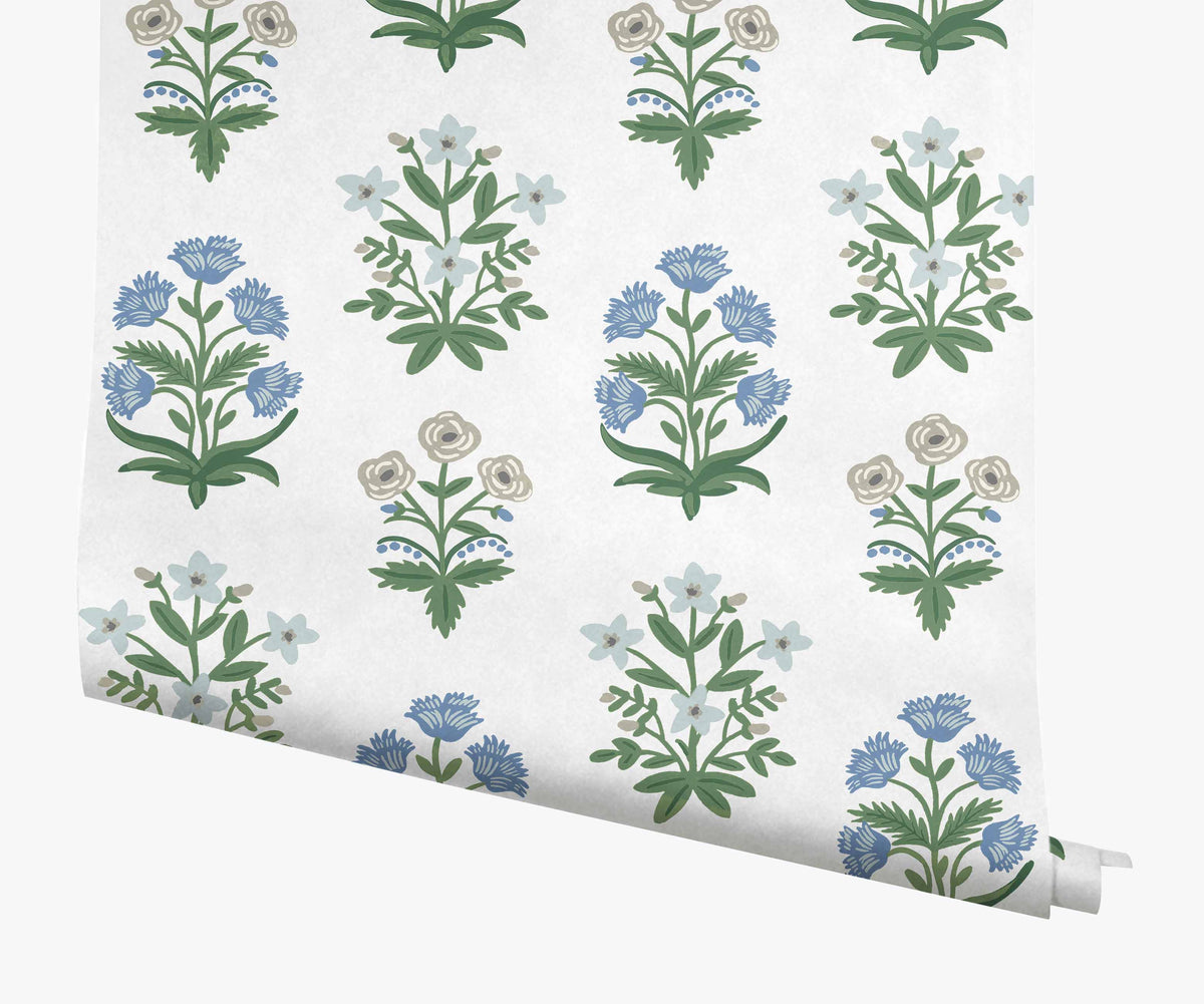 Tracy & Co Mughal Rose Wallpaper - Indigo