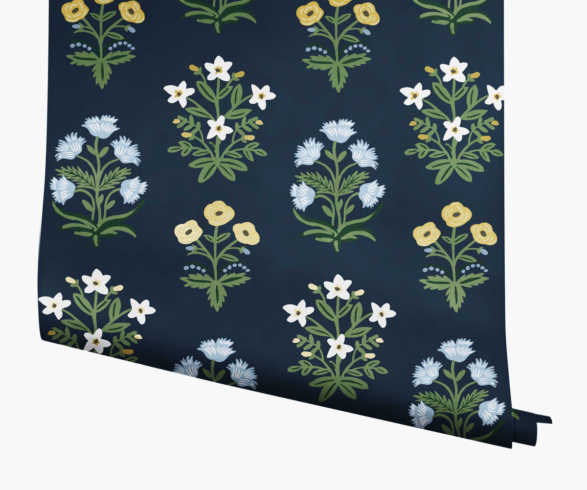 Tracy & Co Mughal Rose Wallpaper - Navy