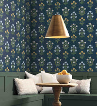 Tracy & Co Mughal Rose Wallpaper - Navy