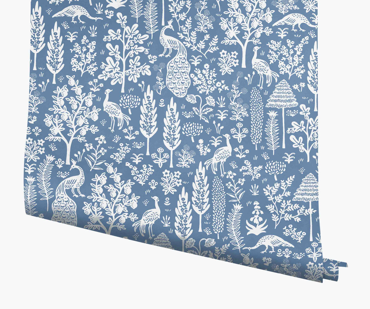 Tracy & Co Menagerie Toile Wallpaper - Blue & White