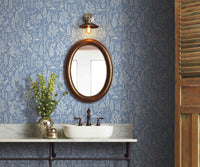 Tracy & Co Menagerie Toile Wallpaper Sample - Blue & White