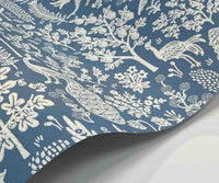 Tracy & Co Menagerie Toile Wallpaper Sample - Blue & White