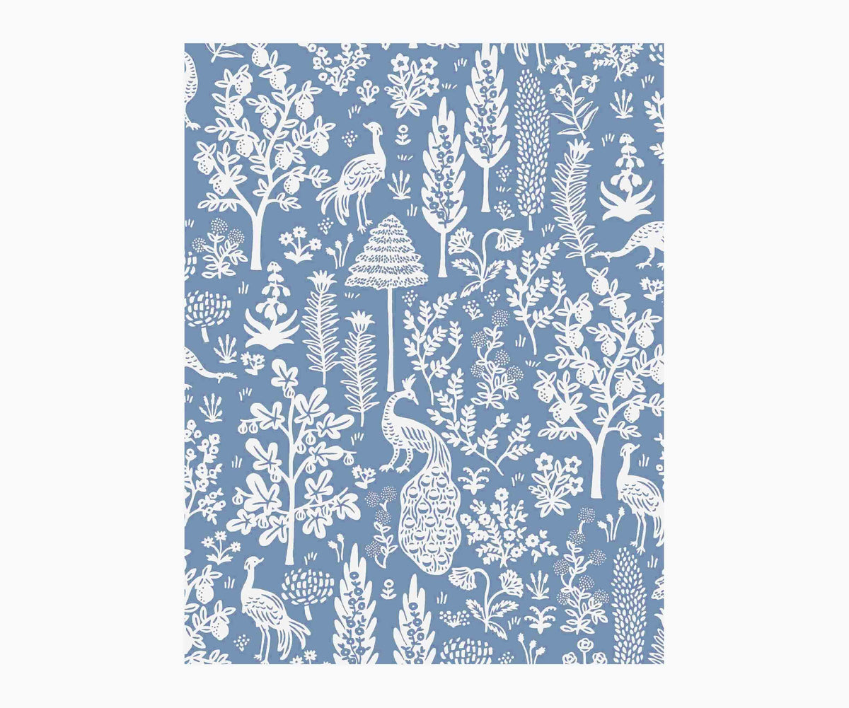 Tracy & Co Menagerie Toile Wallpaper Sample - Blue & White