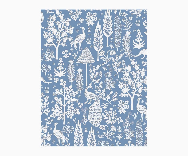Tracy & Co Menagerie Toile Wallpaper Sample - Blue & White