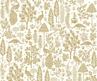 Tracy & Co Menagerie Toile Wallpaper - White & Metallic Gold